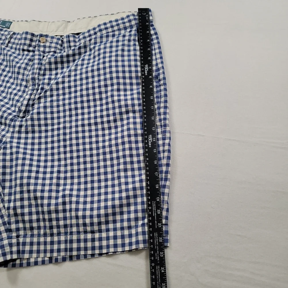 Polo Ralph Lauren Shorts Mens 46 Big Blue White Gingham Plaid‎ Cotton Classic